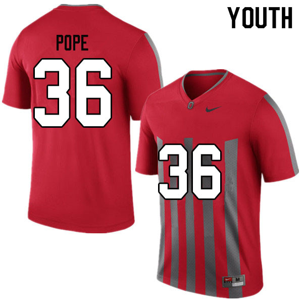 Youth #36 K'Vaughan Pope Ohio State Buckeyes College Football Jerseys Sale-Throwback